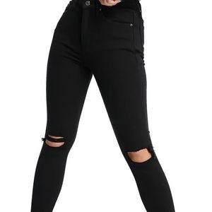 Topshop Jamie Petite High Waist Ripped Black Skinny Jean